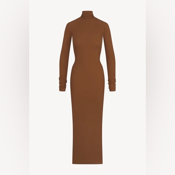 Eterne Long Sleeve Turtleneck Maxi Dress in Earth - Picture 1 of 8